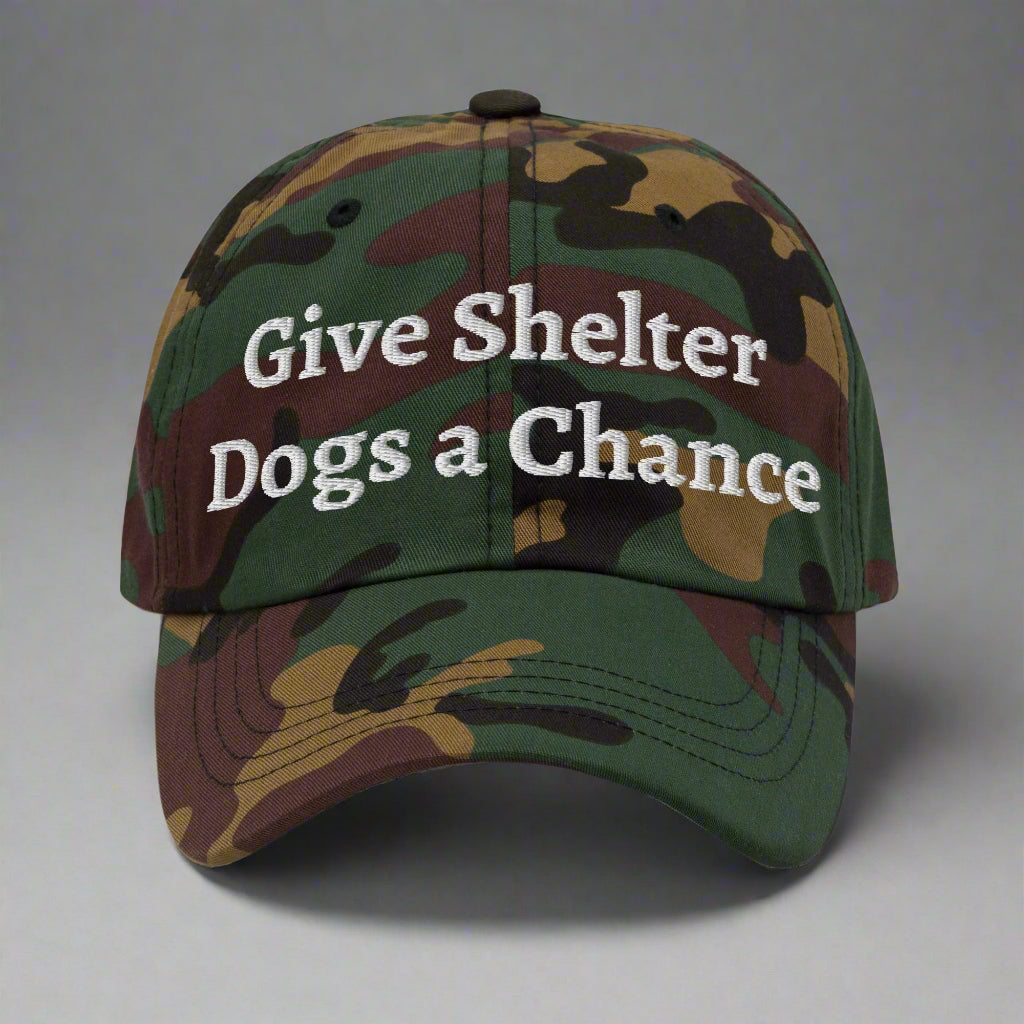 give shelter dogs a chance camo cap