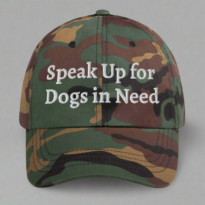 speak up for dogs camo cap
