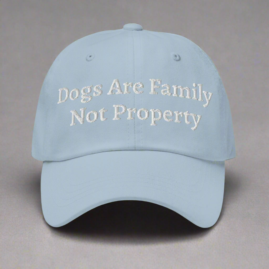 dogs are family light blue cap