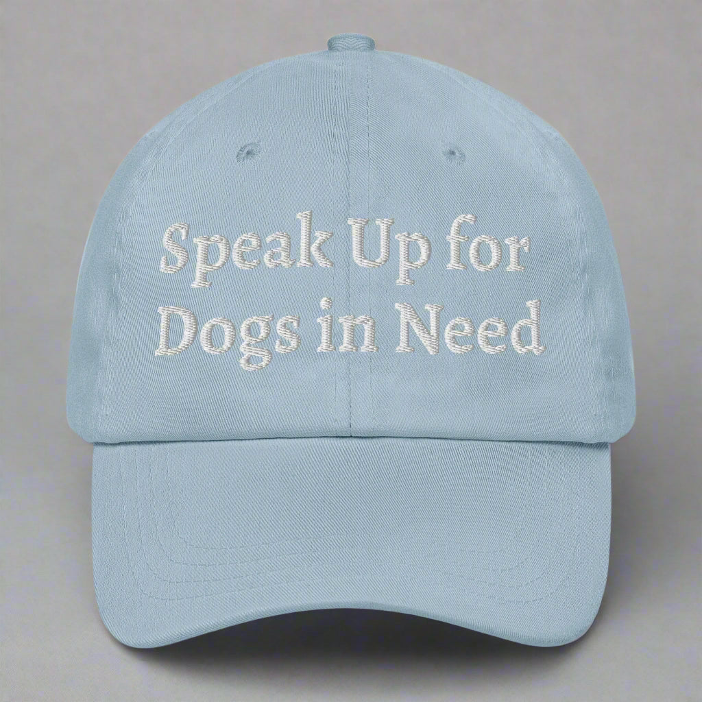 speak up for dogs light blue cap