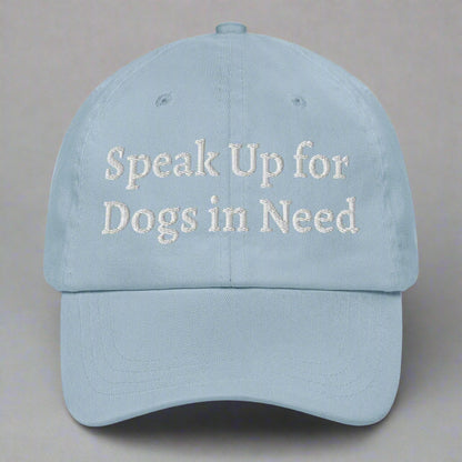speak up for dogs light blue cap
