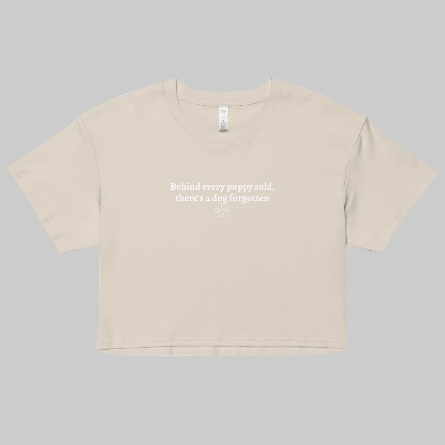 behind every puppy sold crop top off white