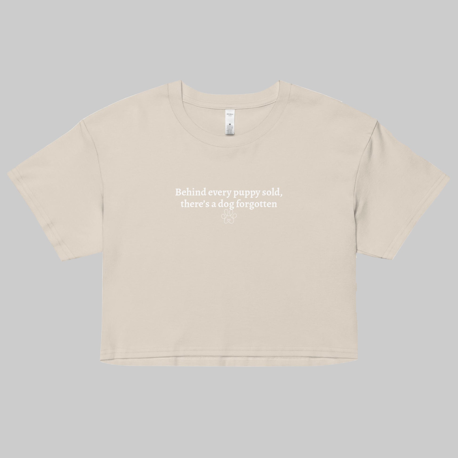 behind every puppy sold crop top off white