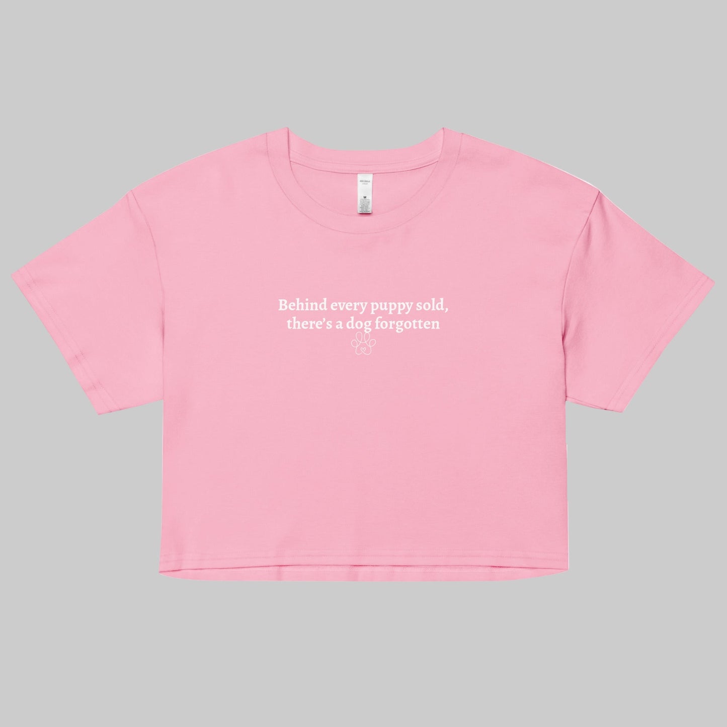 behind every puppy sold crop top pink