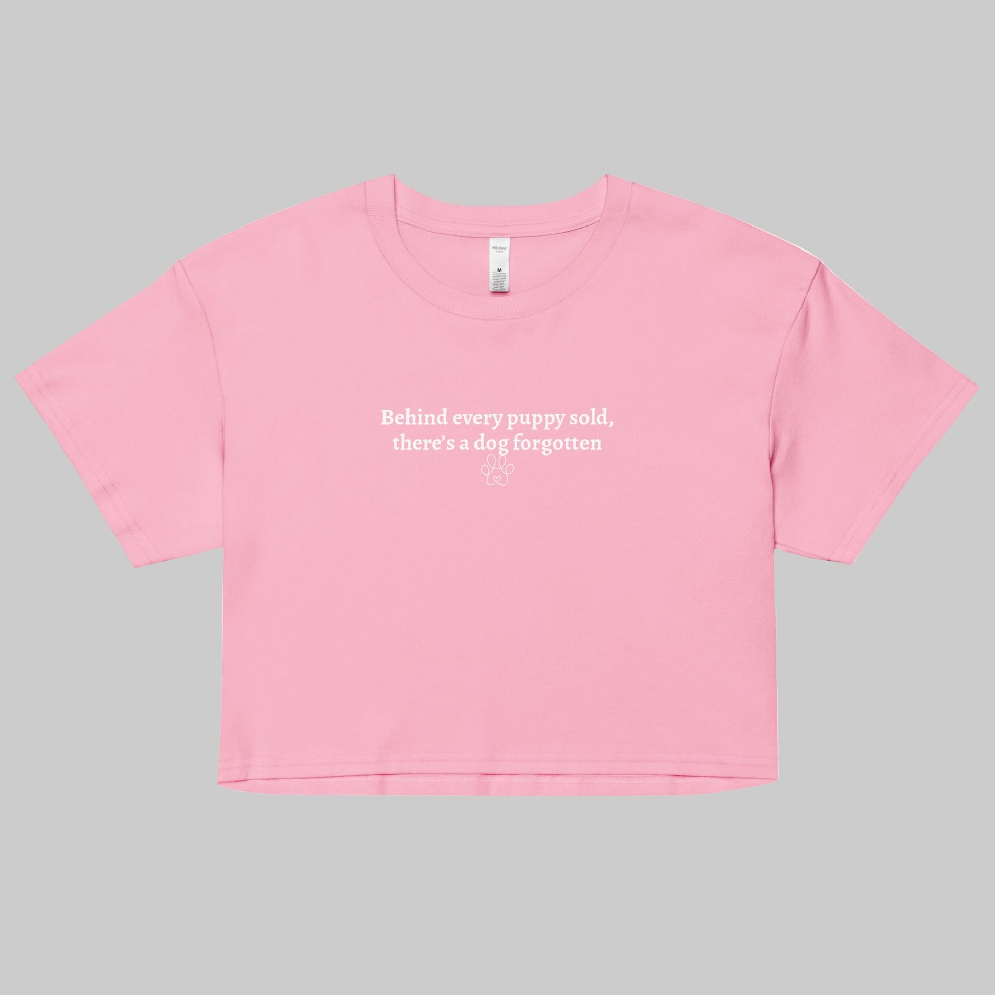 behind every puppy sold crop top pink